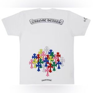 Authentic Chrome Hearts White Multi Color Cross Tee